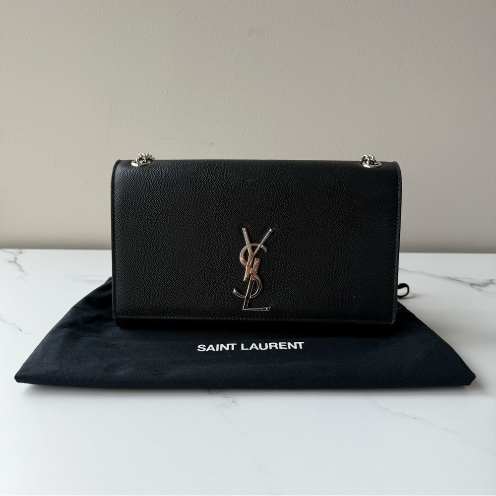 Saint Laurent Black Clutch with Silver Accents